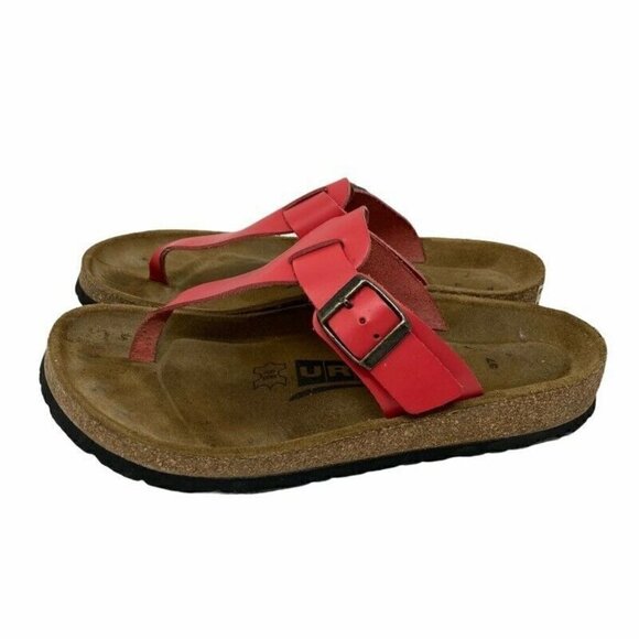 Uriel T-Strap Soft Footbed Sandals Red Leather 7 - Picture 4 of 9